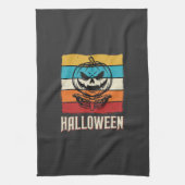 Halloween Pompoen Schedel Retro Vintage Theedoek (Verticaal)