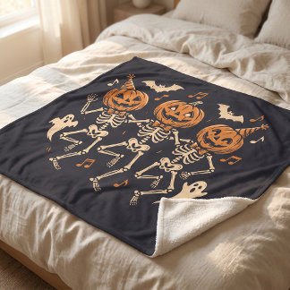 Halloween Pompoen Schedels Geesten Sherpa Fleece Deken