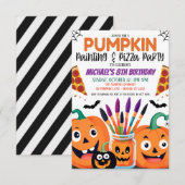 Halloween Pompoen Schilderen en Pizza Party Invita Kaart (Voorkant / Achterkant)