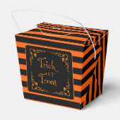 Halloween pompoen Sinaasappel en zwarte truc Bedankdoosjes (Achterkant)