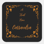 Halloween pompoen Sinaasappel gepersonaliseerd Vierkante Sticker (Voorkant)