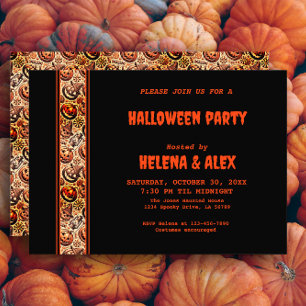 Halloween pompoen sinaasappel zwart patroon Uitnod Kaart