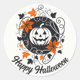 Halloween pompoen Sinaasappel zwart wit Ronde Sticker