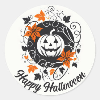 Halloween pompoen Sinaasappel zwart wit Ronde Sticker