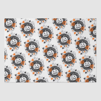 Halloween pompoen Sinaasappel zwart wit Tissuepapier