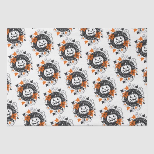 Halloween pompoen Sinaasappel zwart wit Tissuepapier (Voorkant)