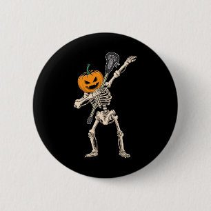 Halloween pompoen skelet lacrosse dabbing grappig ronde button 5,7 cm