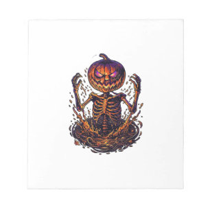 Halloween Pompoen Skelet Magische Poort Vlammen_1 Notitieblok