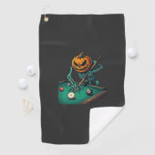 Halloween Pompoen Skelet Speelt Pool Biljart Golfhanddoek (Insitu)