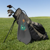Halloween Pompoen Skelet Speelt Pool Biljart Golfhanddoek (Groen)