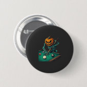 Halloween Pompoen Skelet Speelt Pool Biljart Ronde Button 5,7 Cm (Voorkant /achterkant)