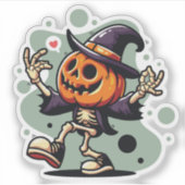 Halloween pompoen skelet sticker (Voorkant)