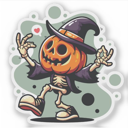 Halloween pompoen skelet sticker (Voorkant)