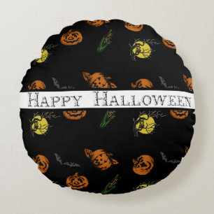Halloween/pompoen/slagpijpje Rond Kussen