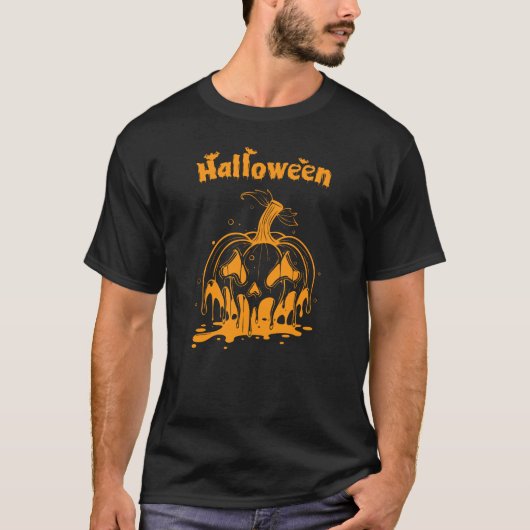 Halloween pompoen smelten gezicht t-shirt (Voorkant)