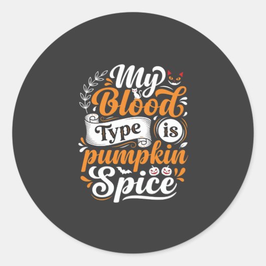 Halloween Pompoen Specerijen Bloedtype Retro Typog Ronde Sticker (Voorkant)