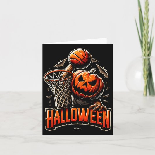 Halloween Pompoen Speelt Honkbal Kaart (Voorkant)