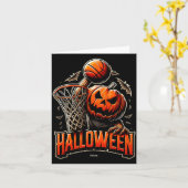 Halloween Pompoen Speelt Honkbal Kaart (Gele Bloem)