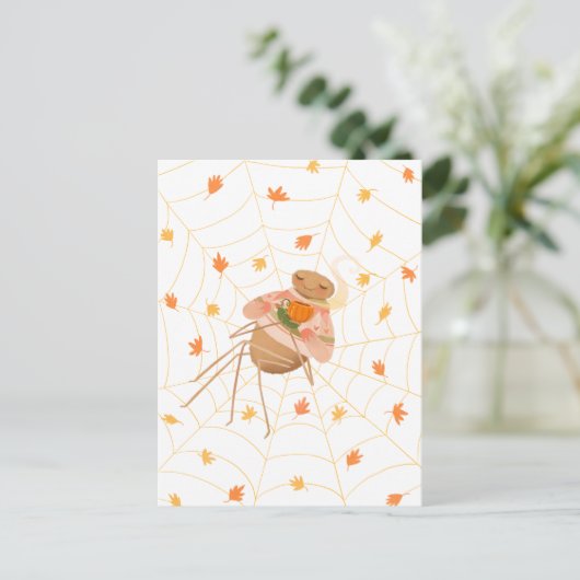 Halloween Pompoen Spice Cosy Spider Briefkaart (Staand voorkant)