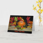 Halloween Pompoen Spin Kaart (Gele Bloem)