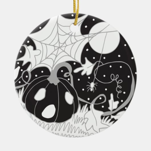Halloween Pompoen & Spin Keramisch Ornament (Voorkant)