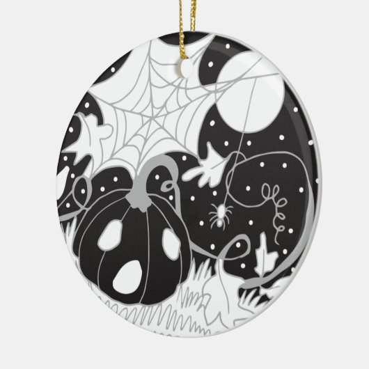  Halloween Pompoen & Spin Keramisch Ornament (Links)