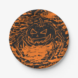 Halloween Pompoen Spin Orange Lijn Kunst Papieren Bordje