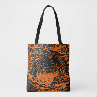 Halloween Pompoen Spin Orange Lijn Kunst Tote Bag