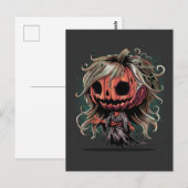 Halloween Pompoen Spook Briefkaart (Voorkant / Achterkant)