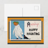 Halloween  pompoen spook gelukkig spoken briefkaart (Voorkant / Achterkant)