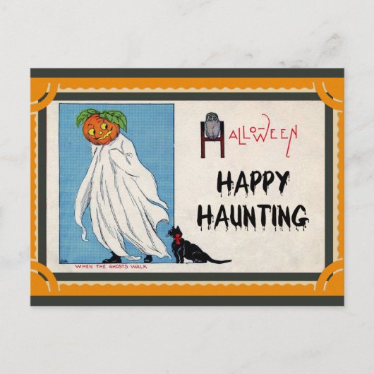 Halloween  pompoen spook gelukkig spoken briefkaart (Voorkant)