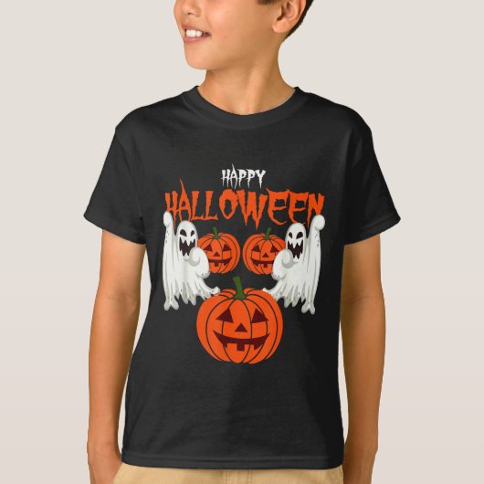 Halloween pompoen spook herfst shirt (Voorkant)