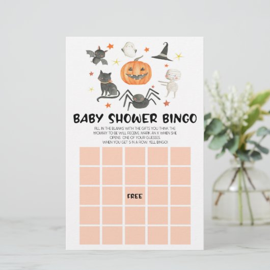 Halloween pompoen spooky bingo Baby shower spel Briefpapier (Staand voorkant)