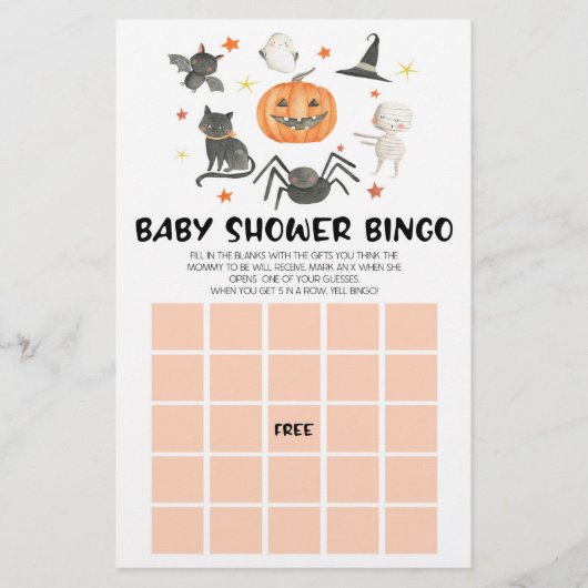 Halloween pompoen spooky bingo Baby shower spel Briefpapier (Voorkant)