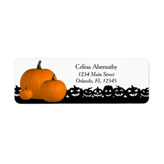 Halloween pompoen spooky retour adres label