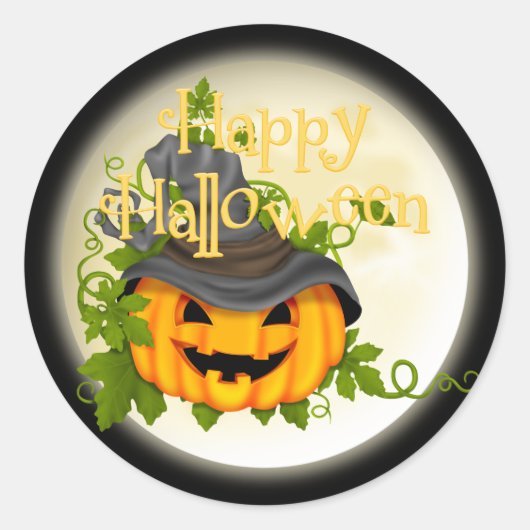 Halloween pompoen sticker (Voorkant)