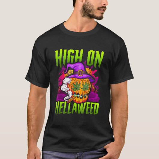 Halloween pompoen stoner onkruid gewricht roken TS T-shirt (Voorkant)