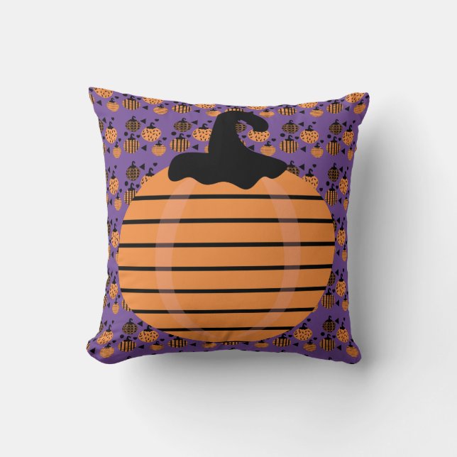 Halloween Pompoen Strooidecoratie Oranje Kussen (Voorkant)