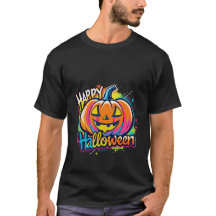Halloween pompoen T-shirt Kleurrijk Happy Hallowee