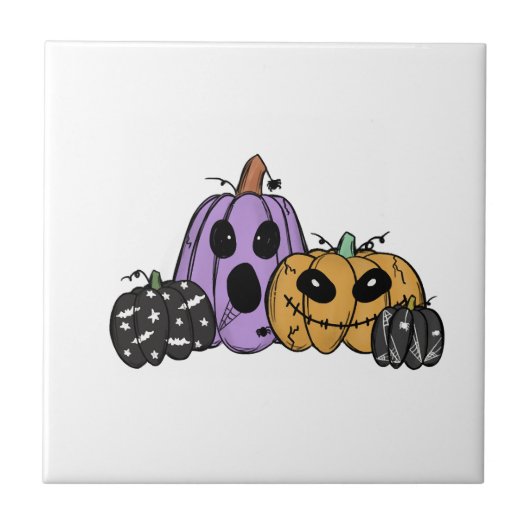 Halloween pompoen tegeltje (Voorkant)