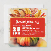 Halloween Pompoen Thanksgiving Hoorn des Overvloed Save The Date (Achterkant)