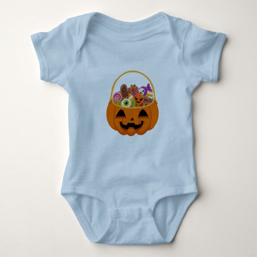 Halloween- pompoen Themd Baby Bodysuit (Voorkant)