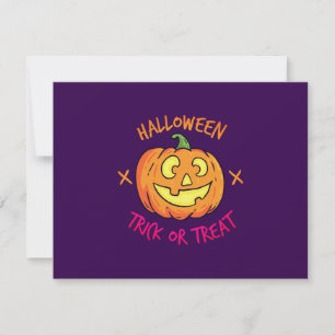 Halloween Pompoen Trick or Treat Label Bedankkaart