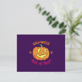 Halloween Pompoen Trick or Treat Label Bedankkaart (Staand voorkant)