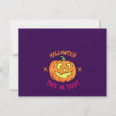 Halloween Pompoen Trick or Treat Label Bedankkaart (Achterkant)