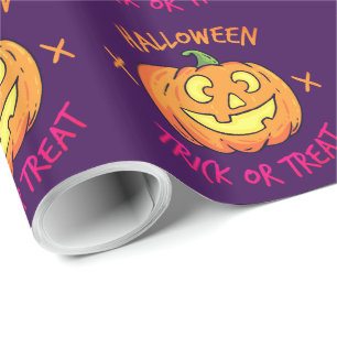 Halloween Pompoen Trick or Treat Label Cadeaupapier