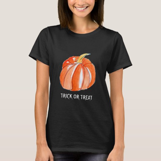 Halloween pompoen trick or treat t-shirt (Voorkant)
