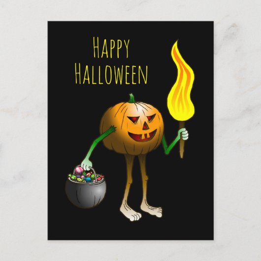 Halloween Pompoen Trick or Treating Briefkaart (Voorkant)