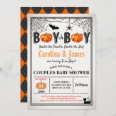 Halloween pompoen twins boy coed douche rustige kaart (Voorkant / Achterkant)