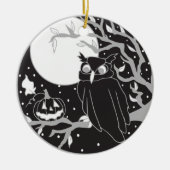  Halloween Pompoen & Uil Keramisch Ornament (Voorkant)
